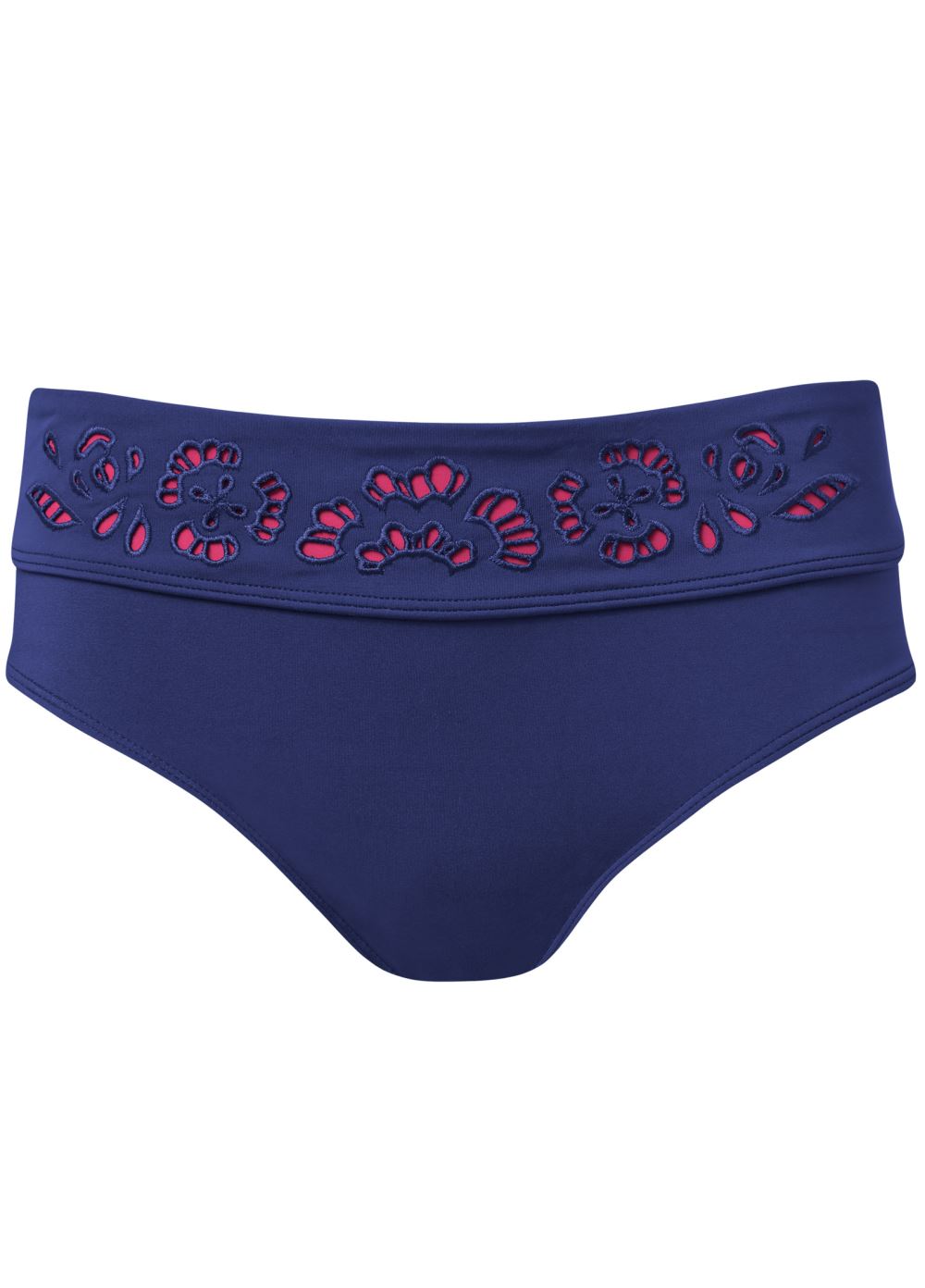 Venus Eyelet Moderate Mid-Rise Bottom Bikini - Ultramarine Blue & Sunset Pink