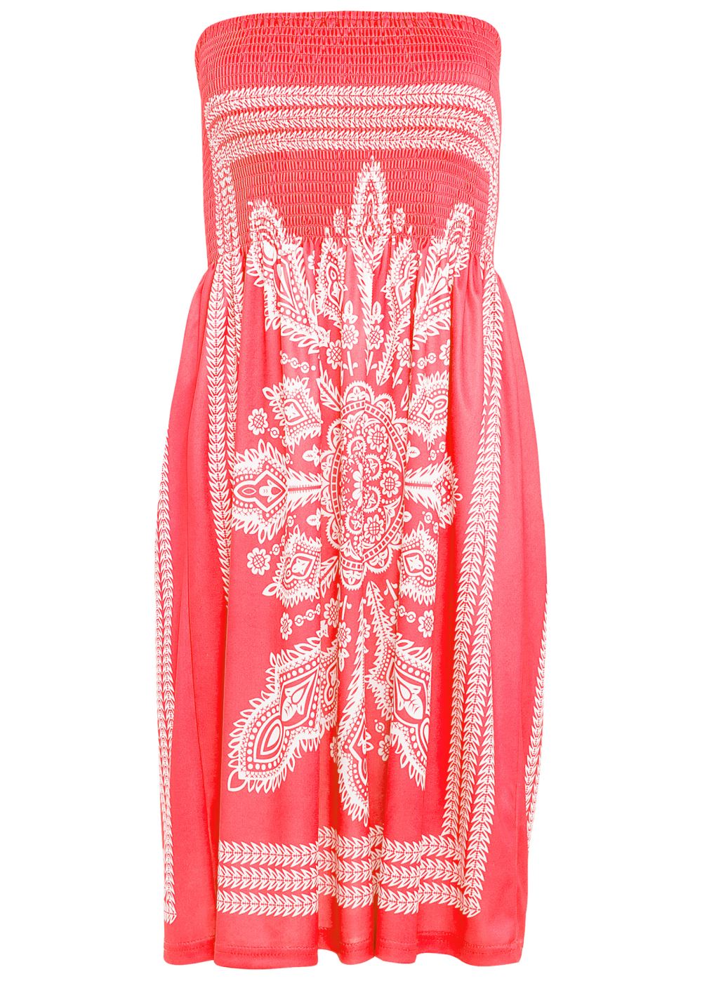 Venus Bandeau Dress in Watermelon & White