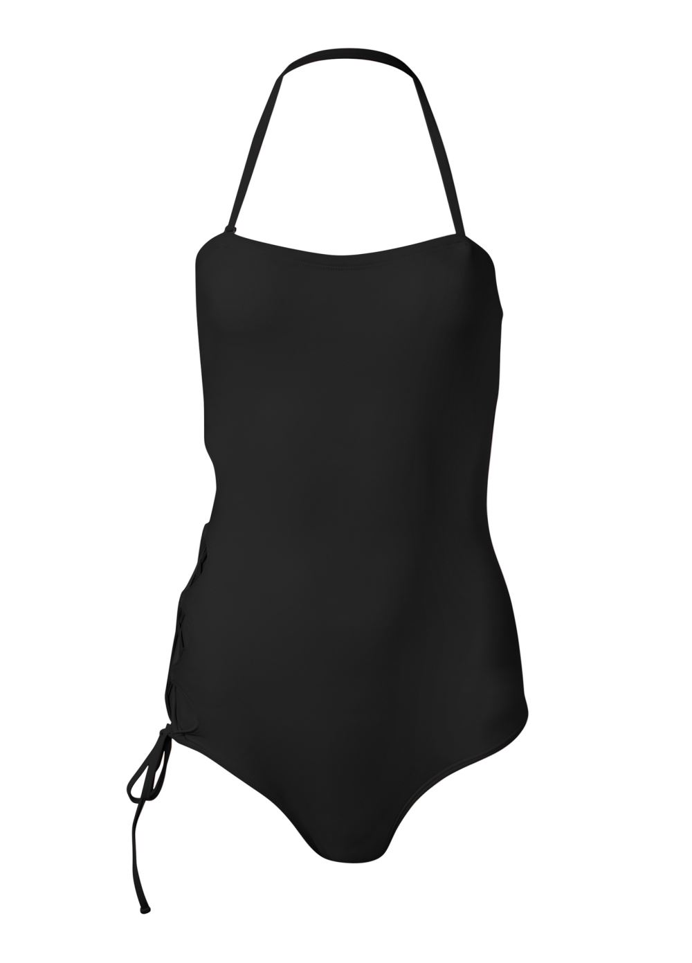 Venus Lace-Up Strappy One-Piece Swimsuit in Black Beauty