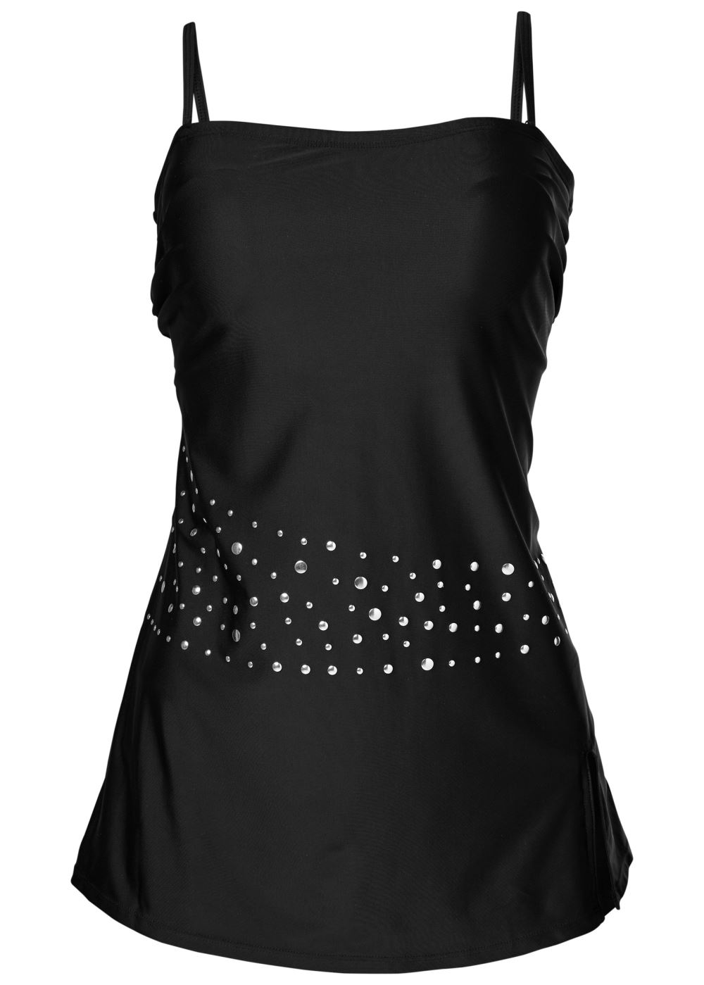 Venus Bandeau Swim Dress Swimsuit in Black Pin Dot
