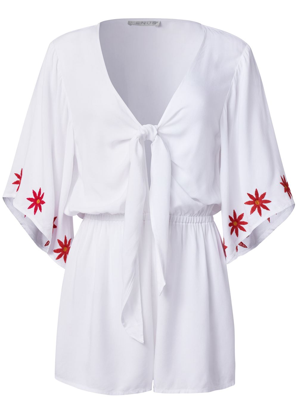 Venus Embroidered Romper in Fall Florals