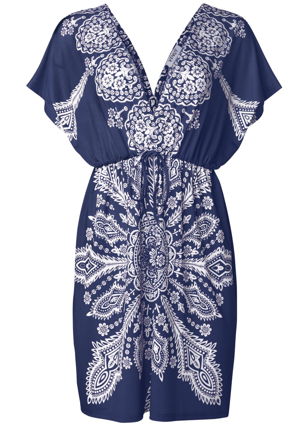 Venus Printed Cover-Up Dress in Navy