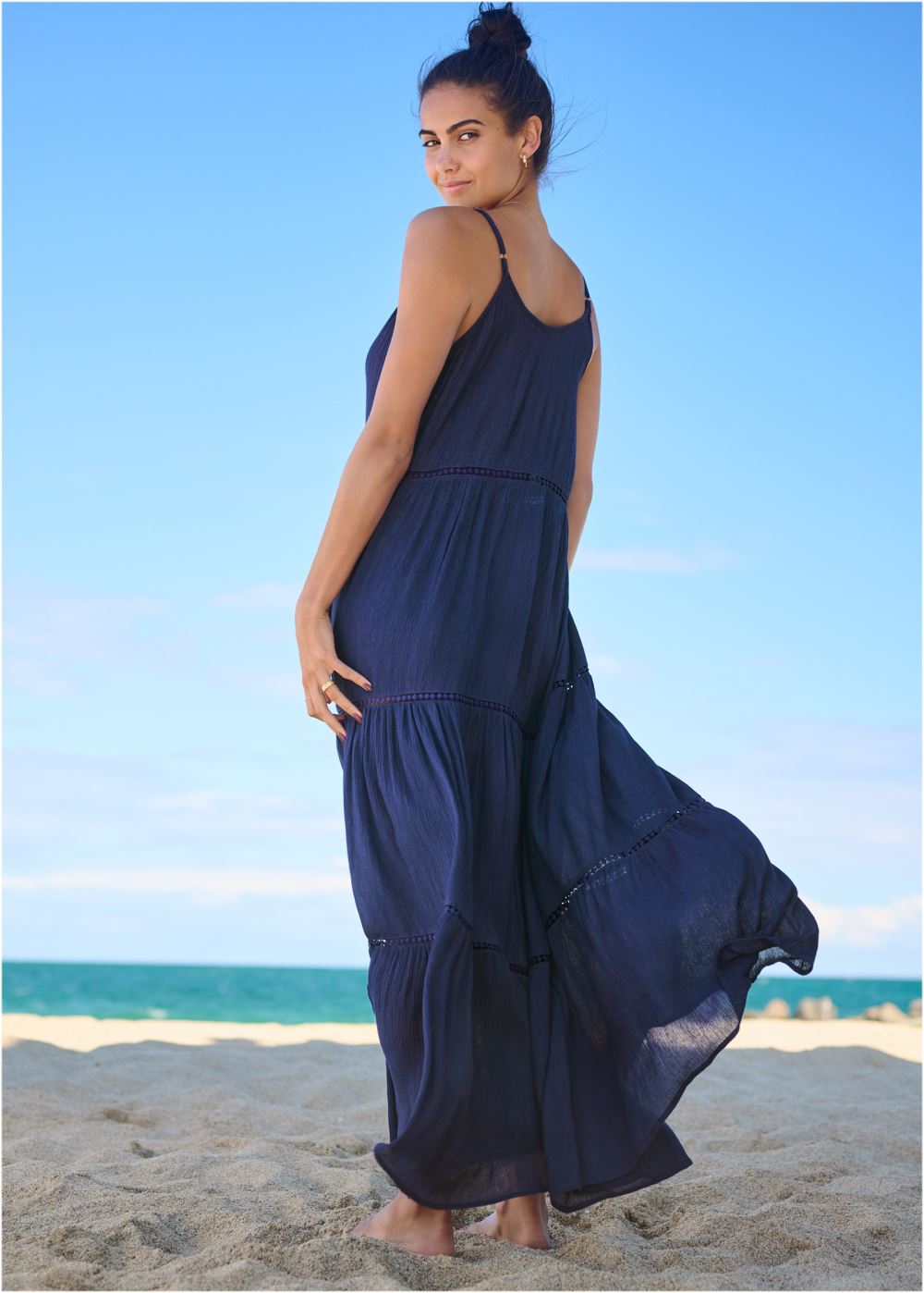 Venus Eyelet Maxi Cover-Up Dress in Ultramarine Blue