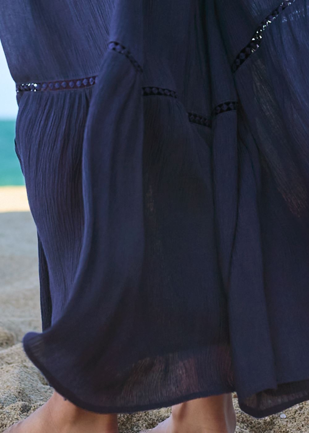 Venus Eyelet Maxi Cover-Up Dress in Ultramarine Blue