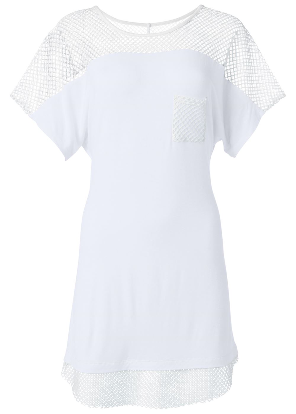 Venus Mesh Trimmed Cover-Up Dress in White