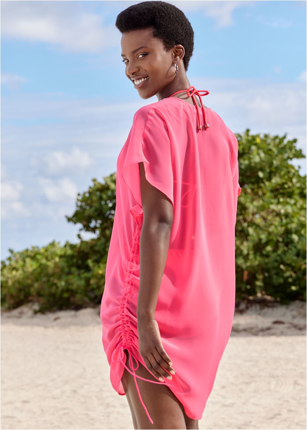 Venus Adjustable Jeweled Tunic in Sunset Pink