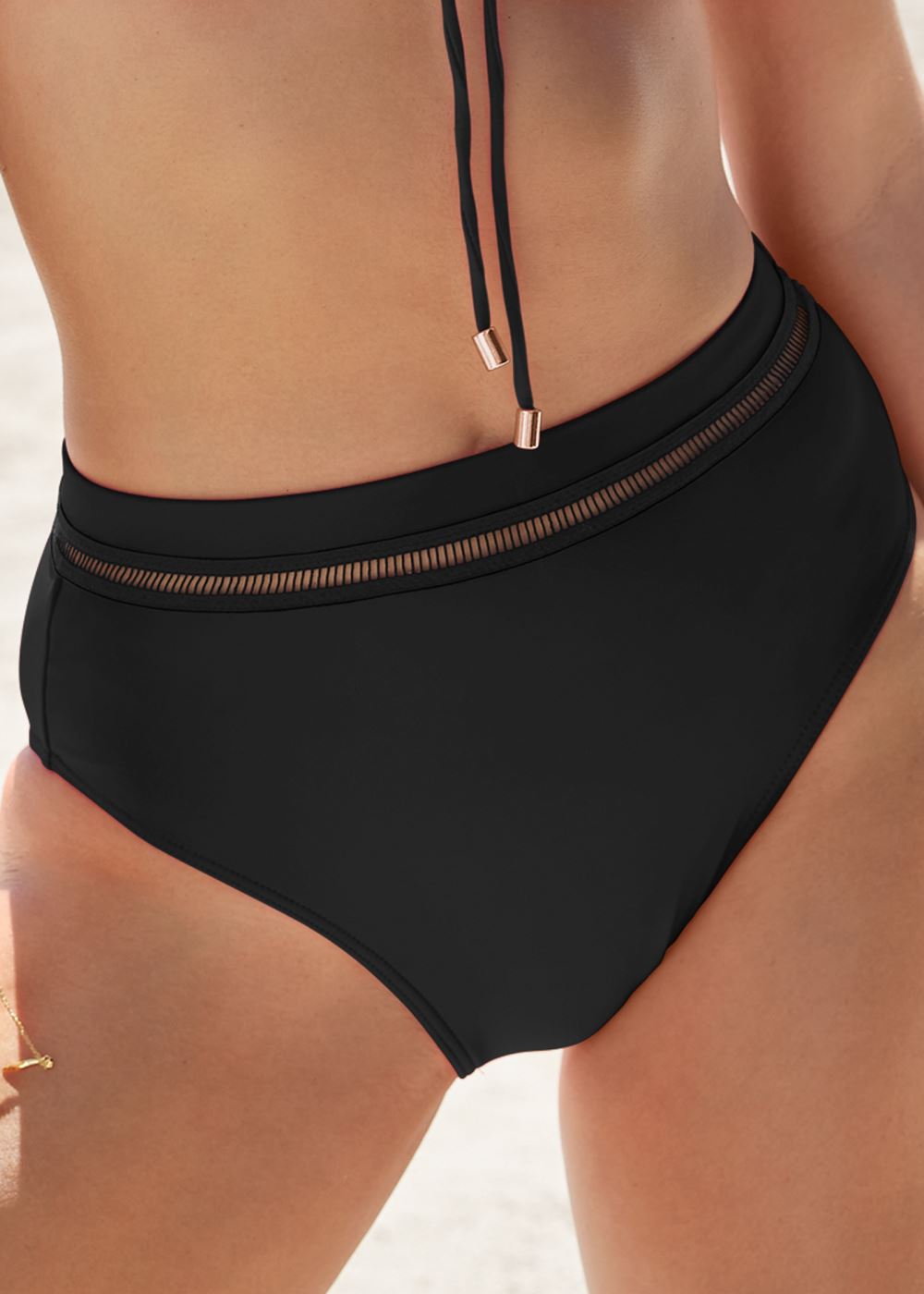 Venus Moderate High Rise Bottom Bikini - Black Beauty
