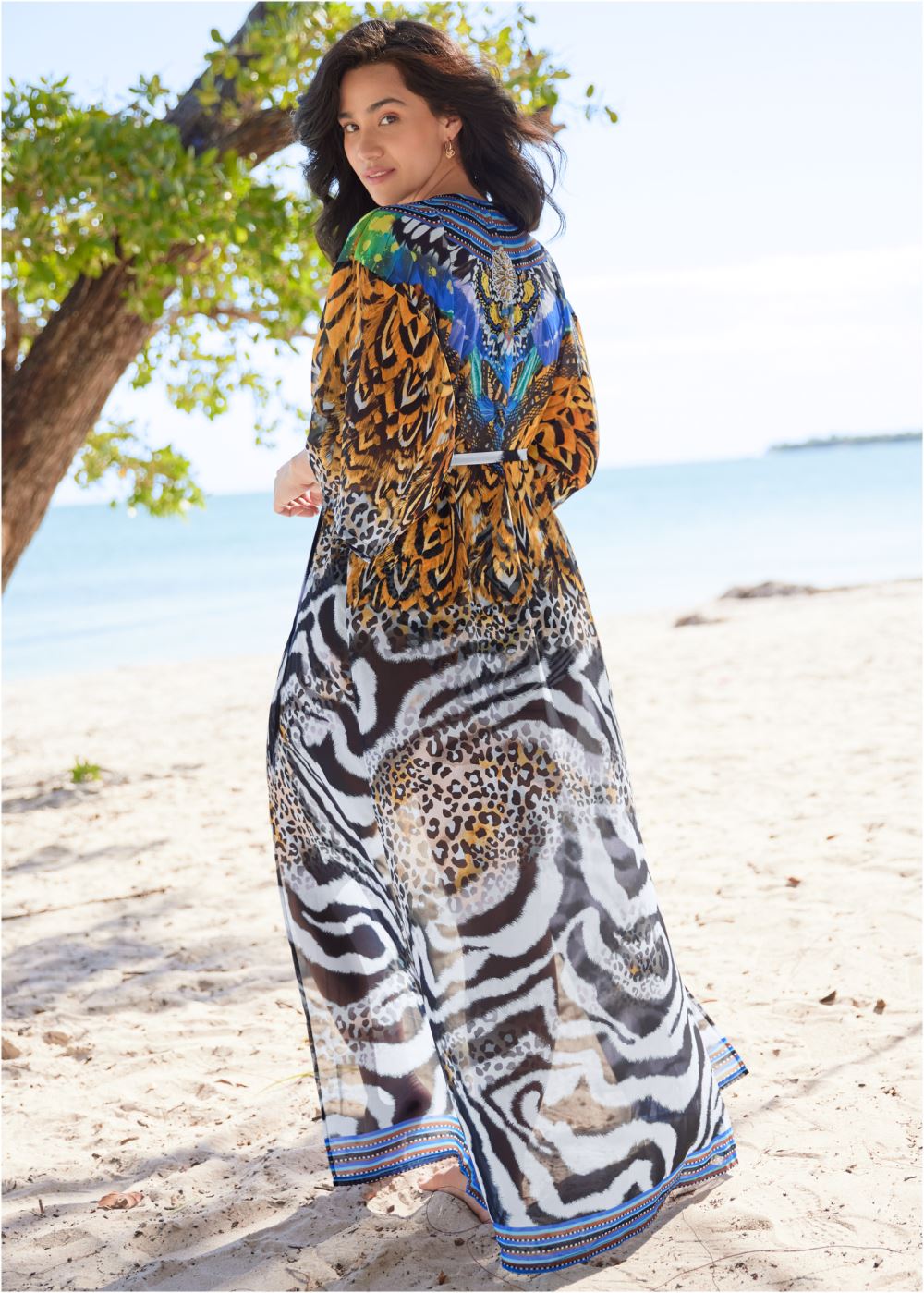 Venus Long Kimono Cover-Up in Jungle Queen
