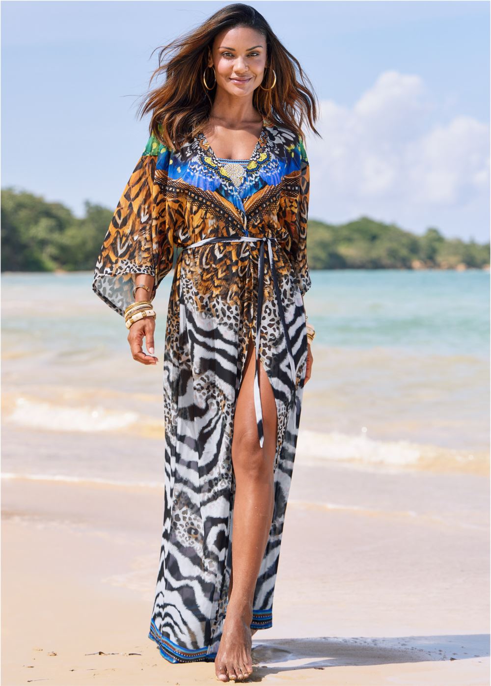 Venus Long Kimono Cover-Up in Jungle Queen