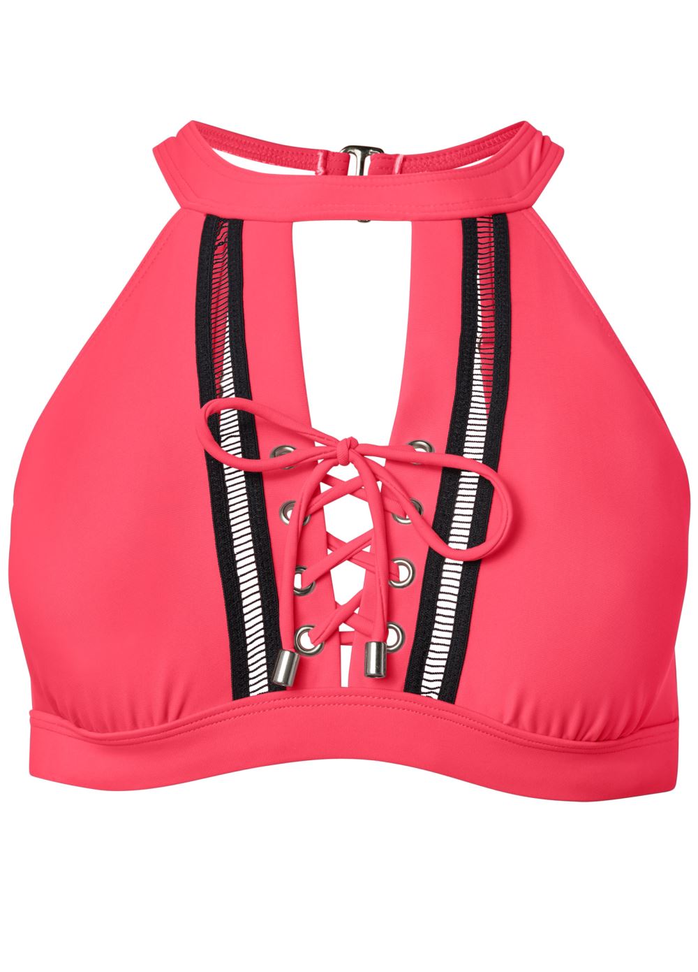 Venus High Neck Detailed Top Bikini - Sunset Pink