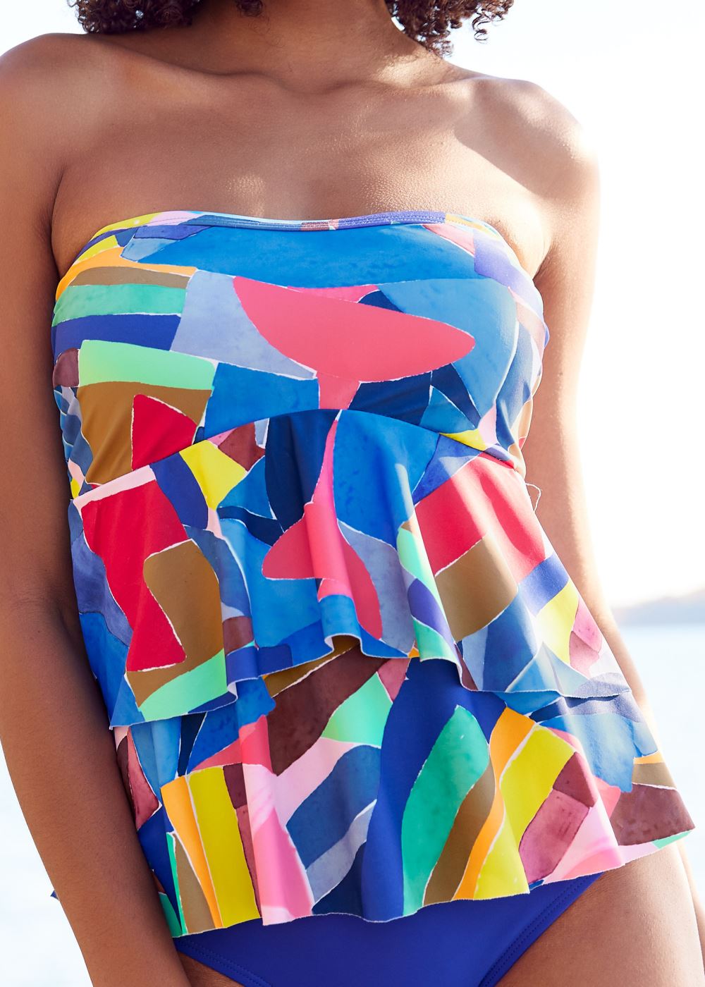 Venus Ruffle Bandeau Tankini Top Bikini - Living Art