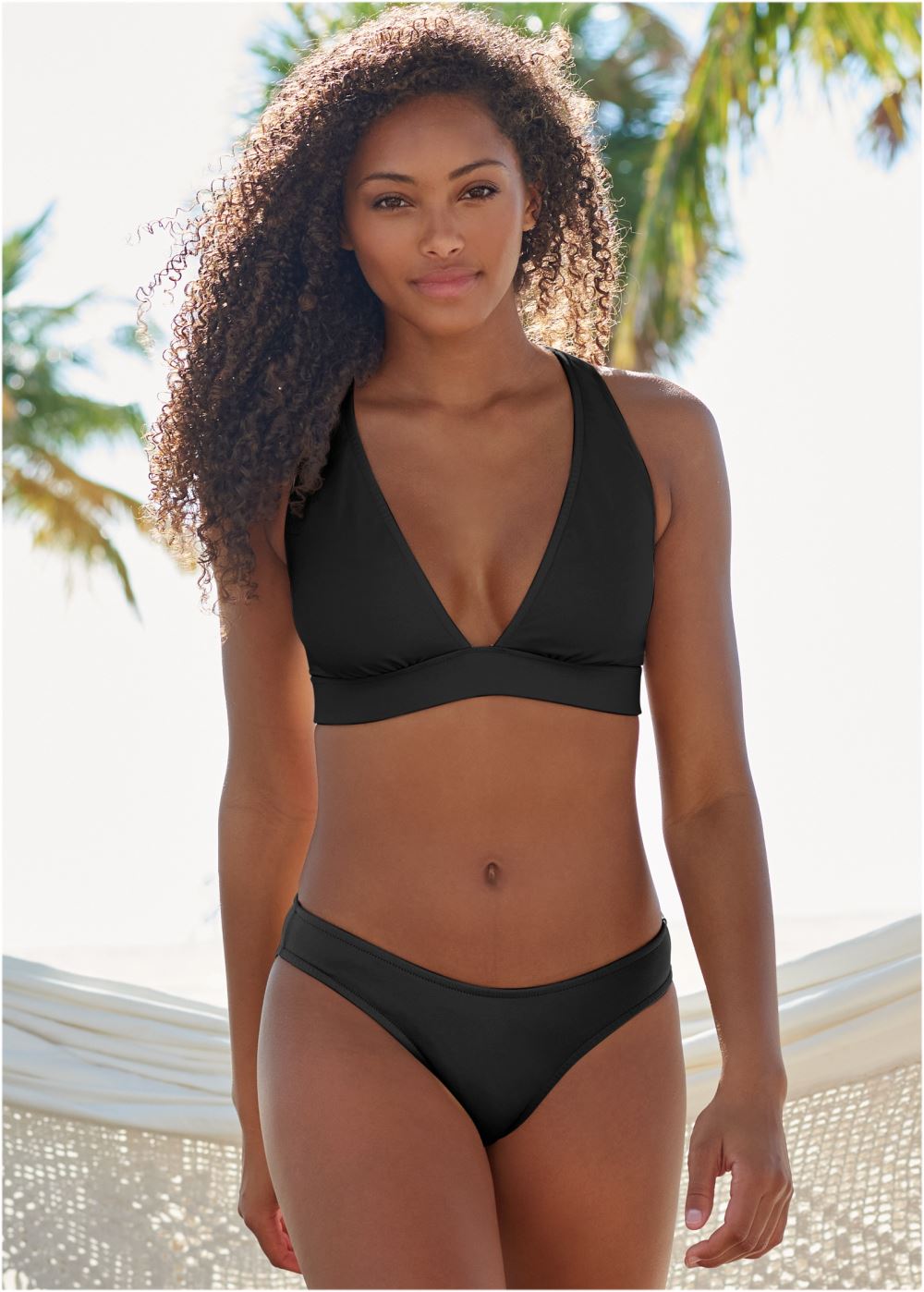 Venus Sleek Cross Back Top Bikini - Black Beauty