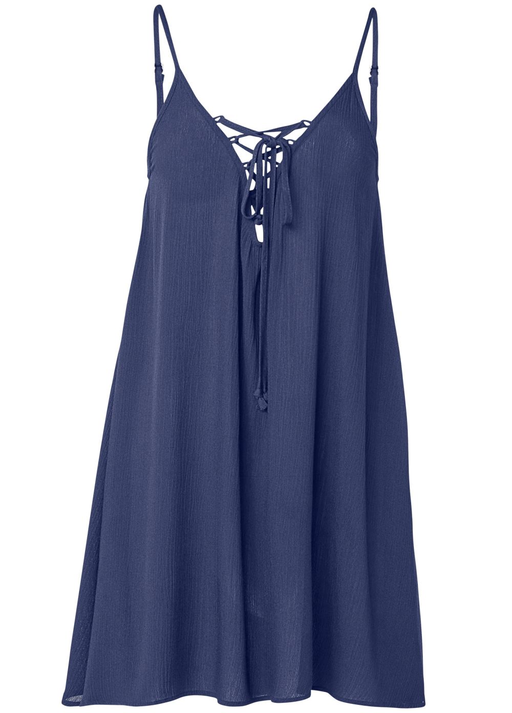 Venus Lace Up Front Cover-Up Dress in Navy
