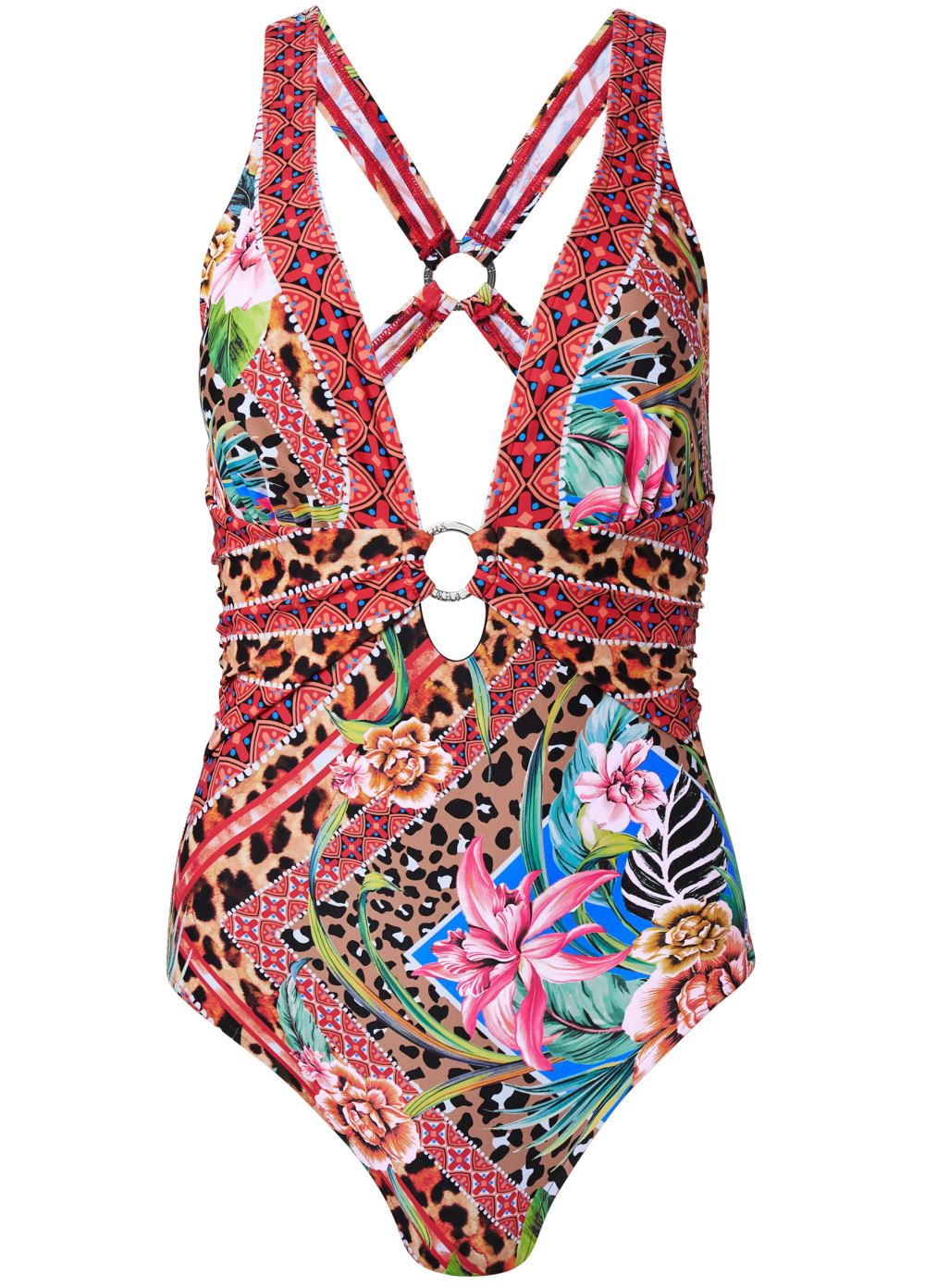 Venus Crisscross One-Piece Swimsuit in Tropical Nature