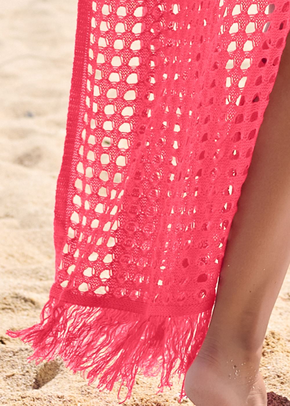 Venus Crochet Kimono Cover-Up in Sunset Pink