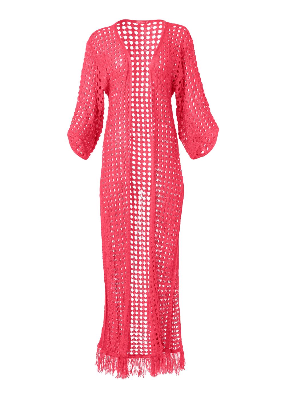 Venus Crochet Kimono Cover-Up in Sunset Pink