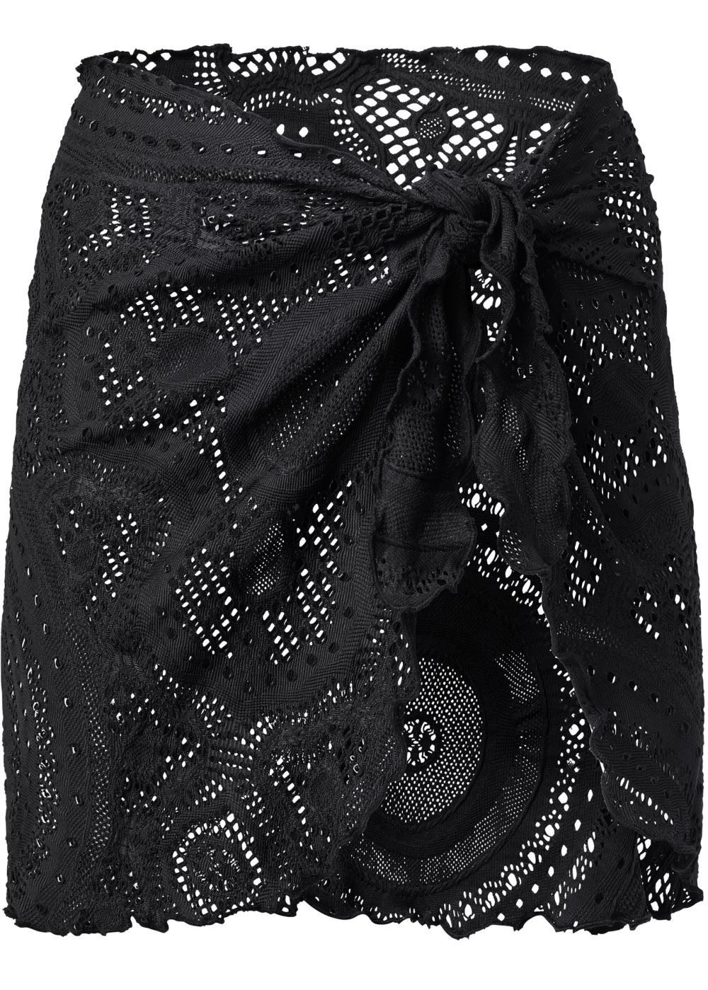 Venus Short Crochet Wrap Skirt in Black Beauty