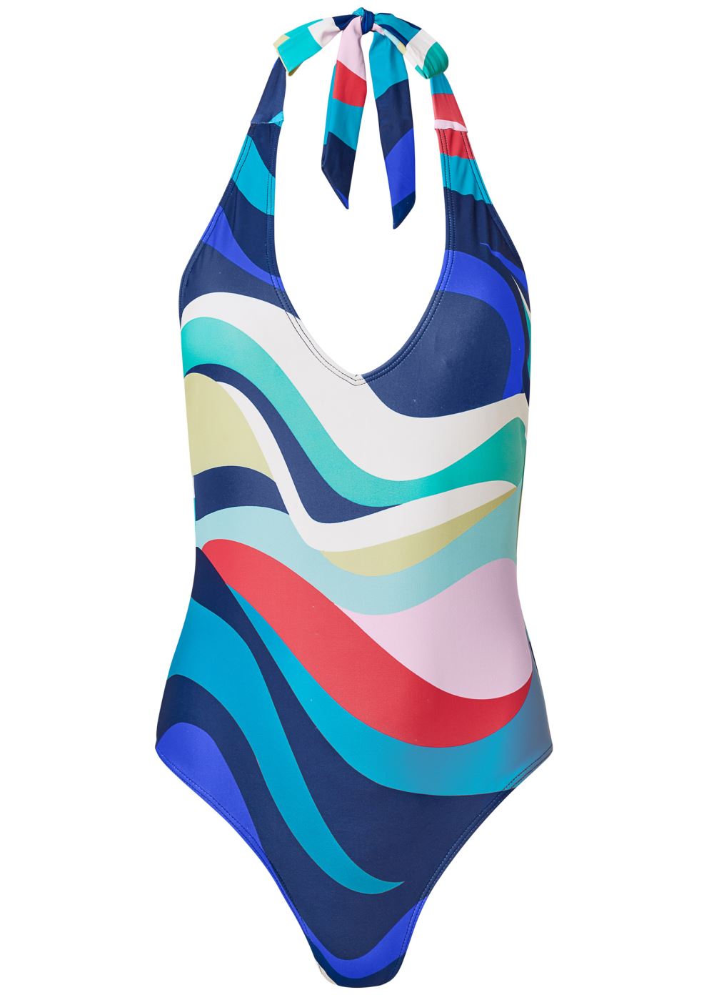 Venus Blanc V-Neck One-Piece Swimsuit in Pastel Waves