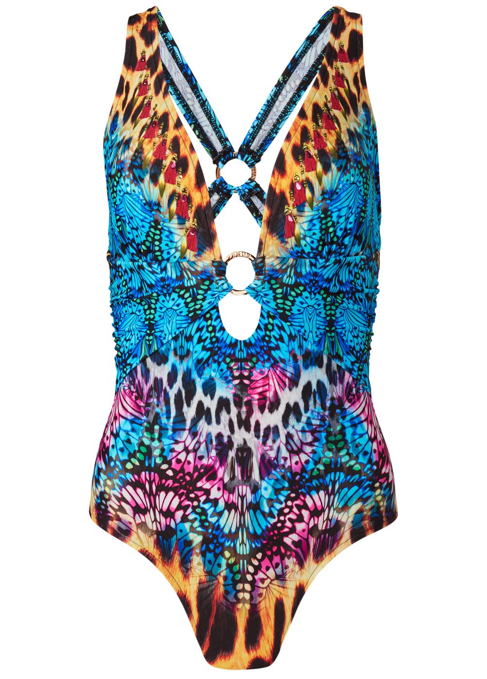 Venus Crisscross One-Piece Swimsuit in Jungle Party