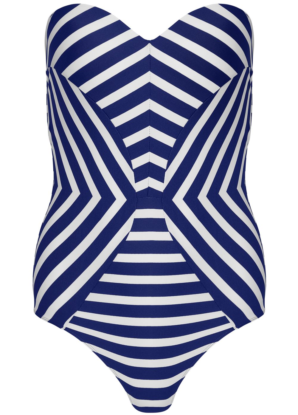 Venus Underwire Bandeau One-Piece Swimsuit in Navy Blue & White Stripes