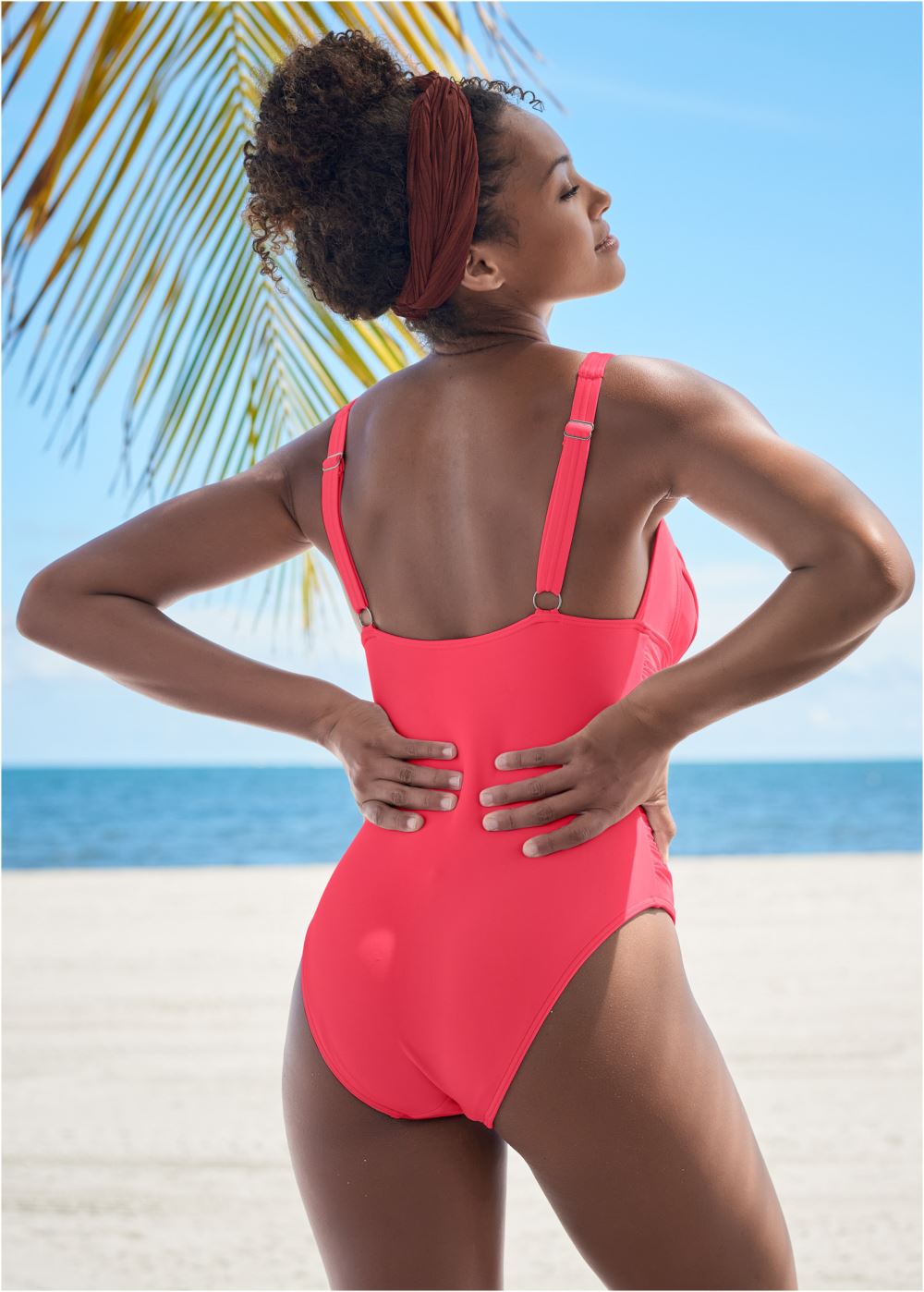 Venus Ruched One-Piece Swimsuit in Sunset Pink
