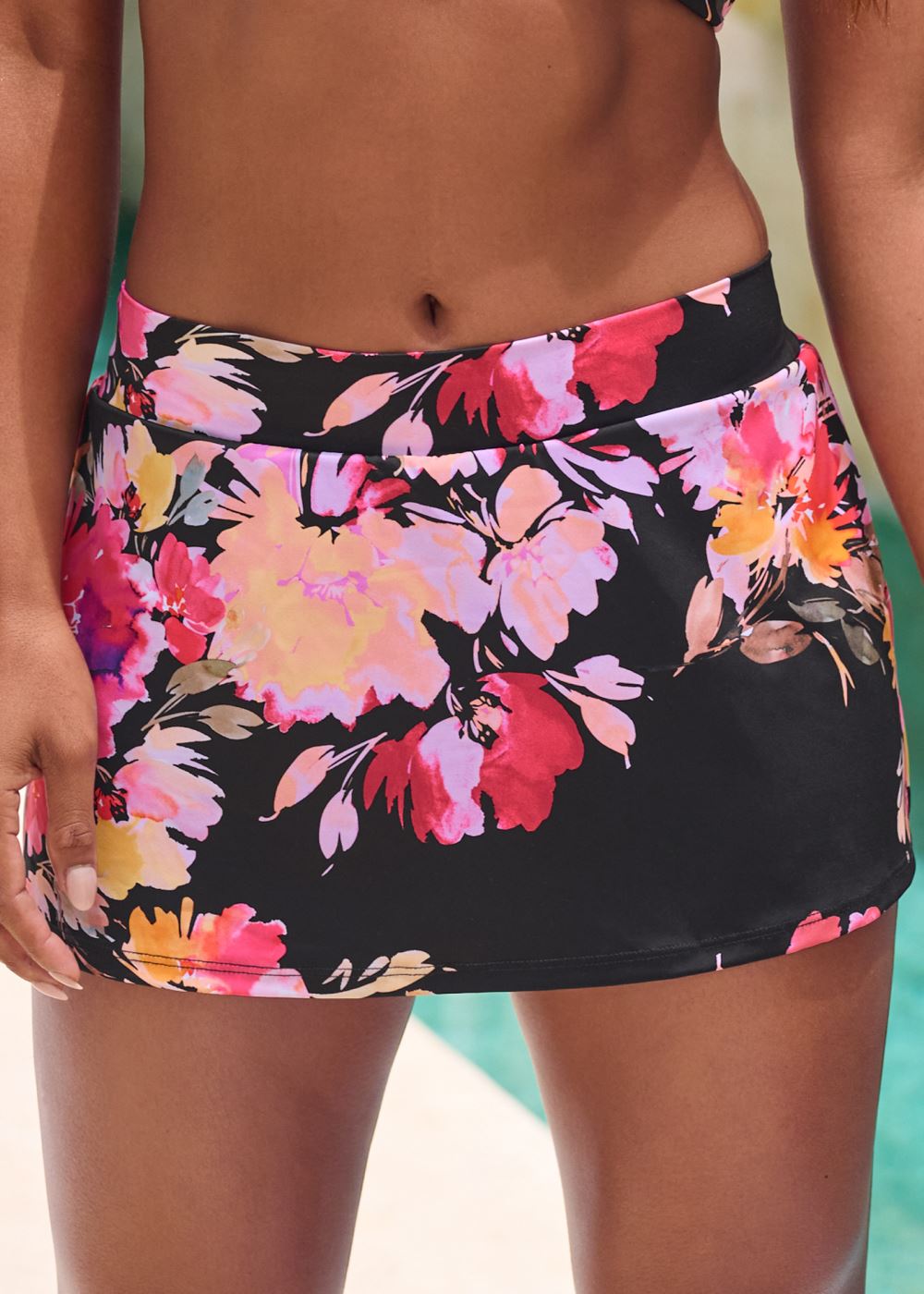 Venus Skirted Mid-Rise Bottom Bikini - Blushing Blooms