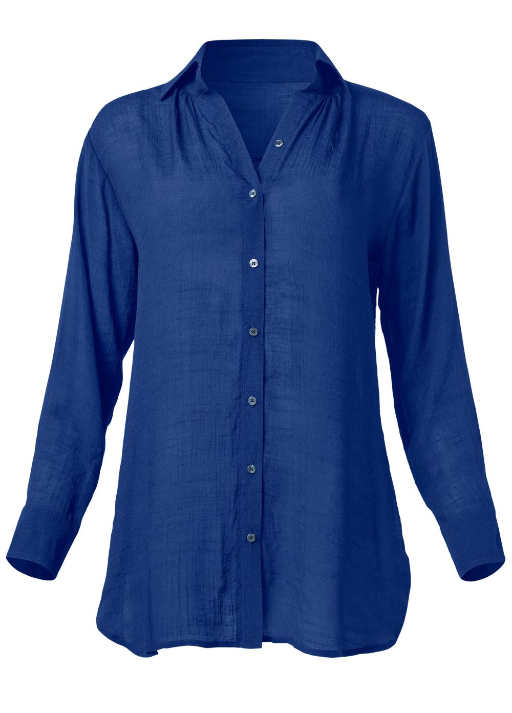Venus Button Down Cover-Up Shirt in Navy