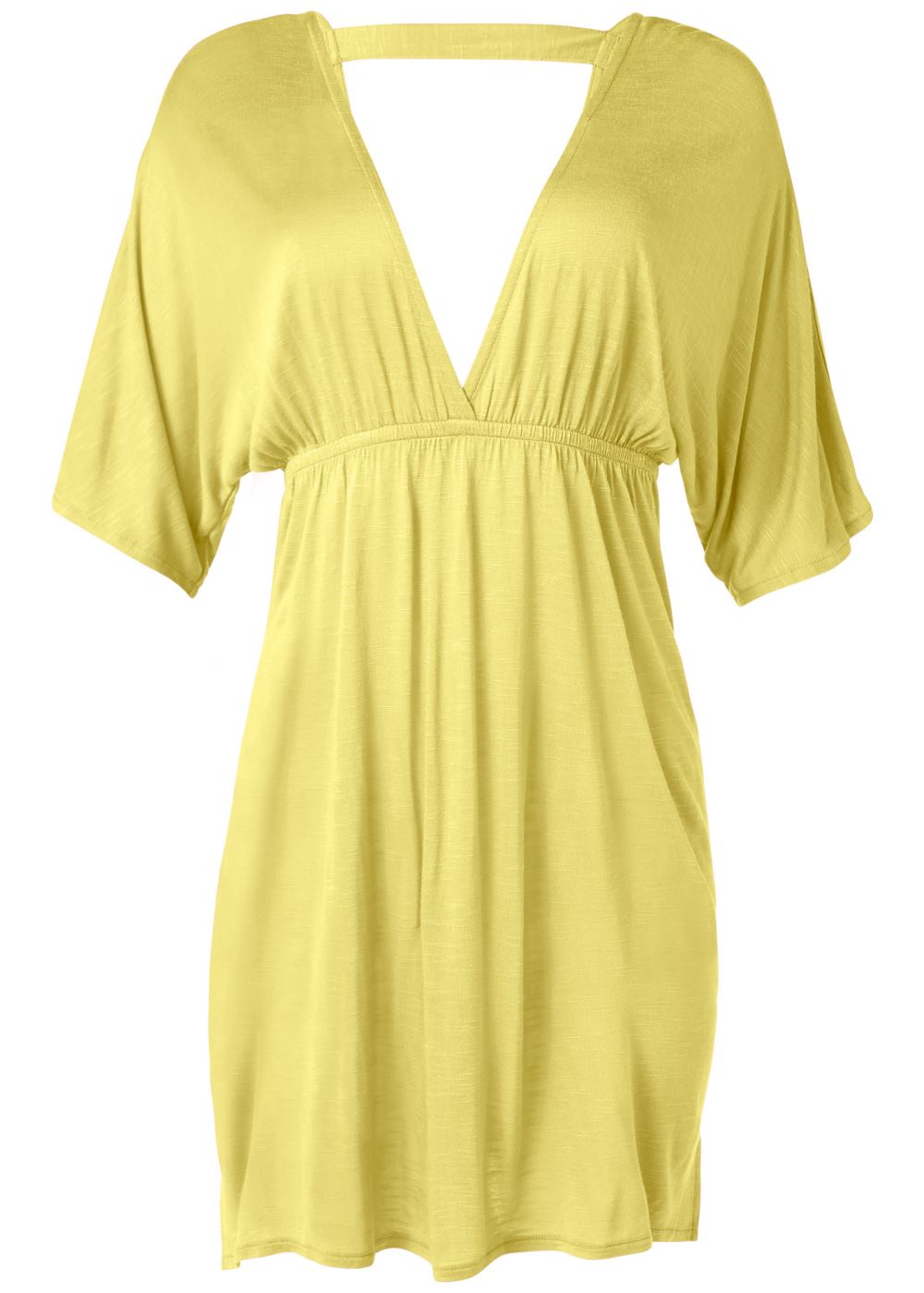 Venus Deep V Cover-Up Tunic in Pastel Yellow