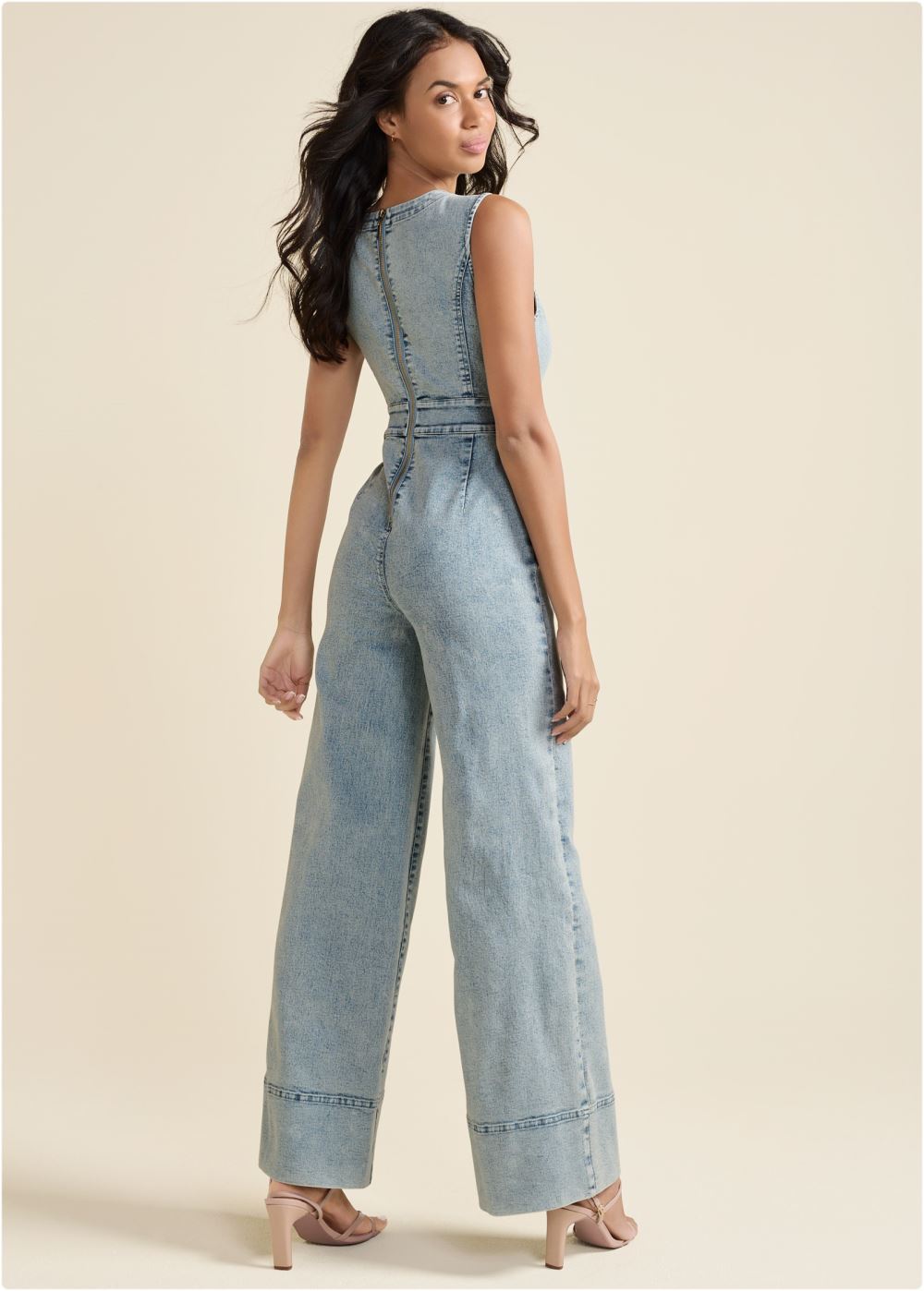 Venus Stretch Denim Jumpsuit Bikini - Acid Wash