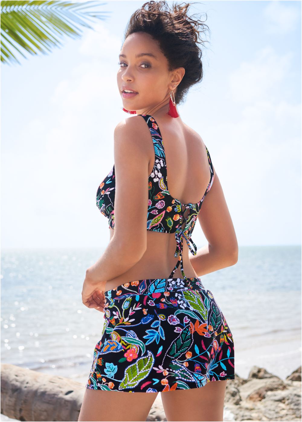 Venus Skirted Mid-Rise Bottom Bikini - Midnight Elegance