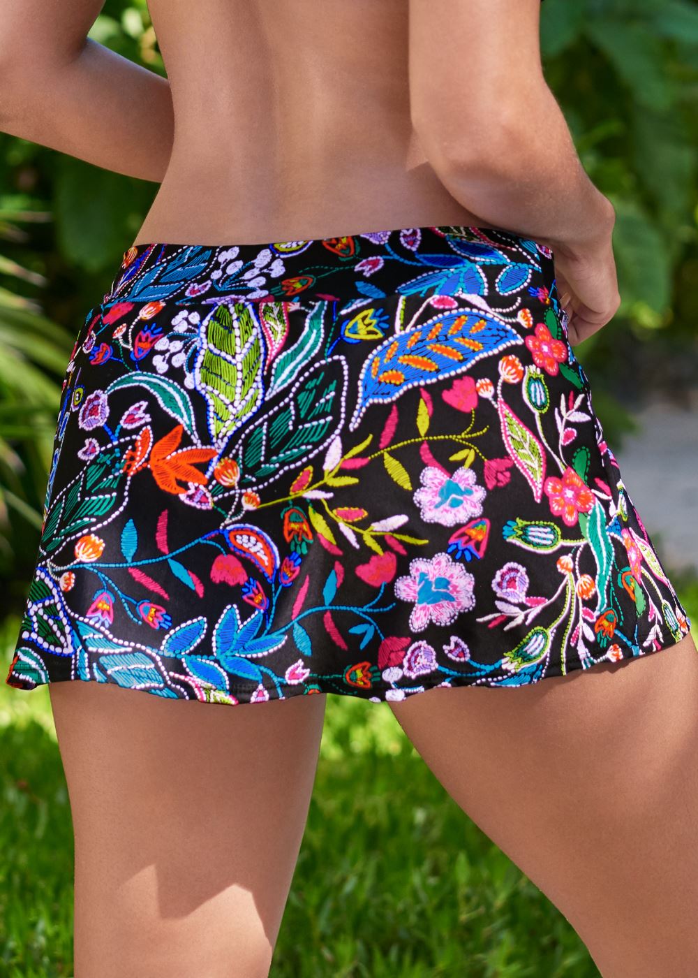 Venus Skirted Mid-Rise Bottom Bikini - Midnight Elegance