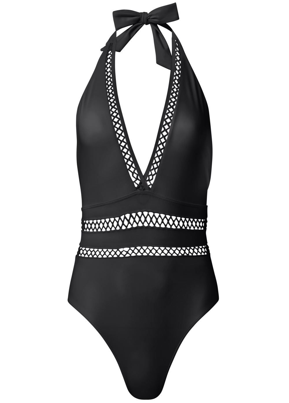 Venus Elastic Trim One-Piece Swimsuit in Black Beauty