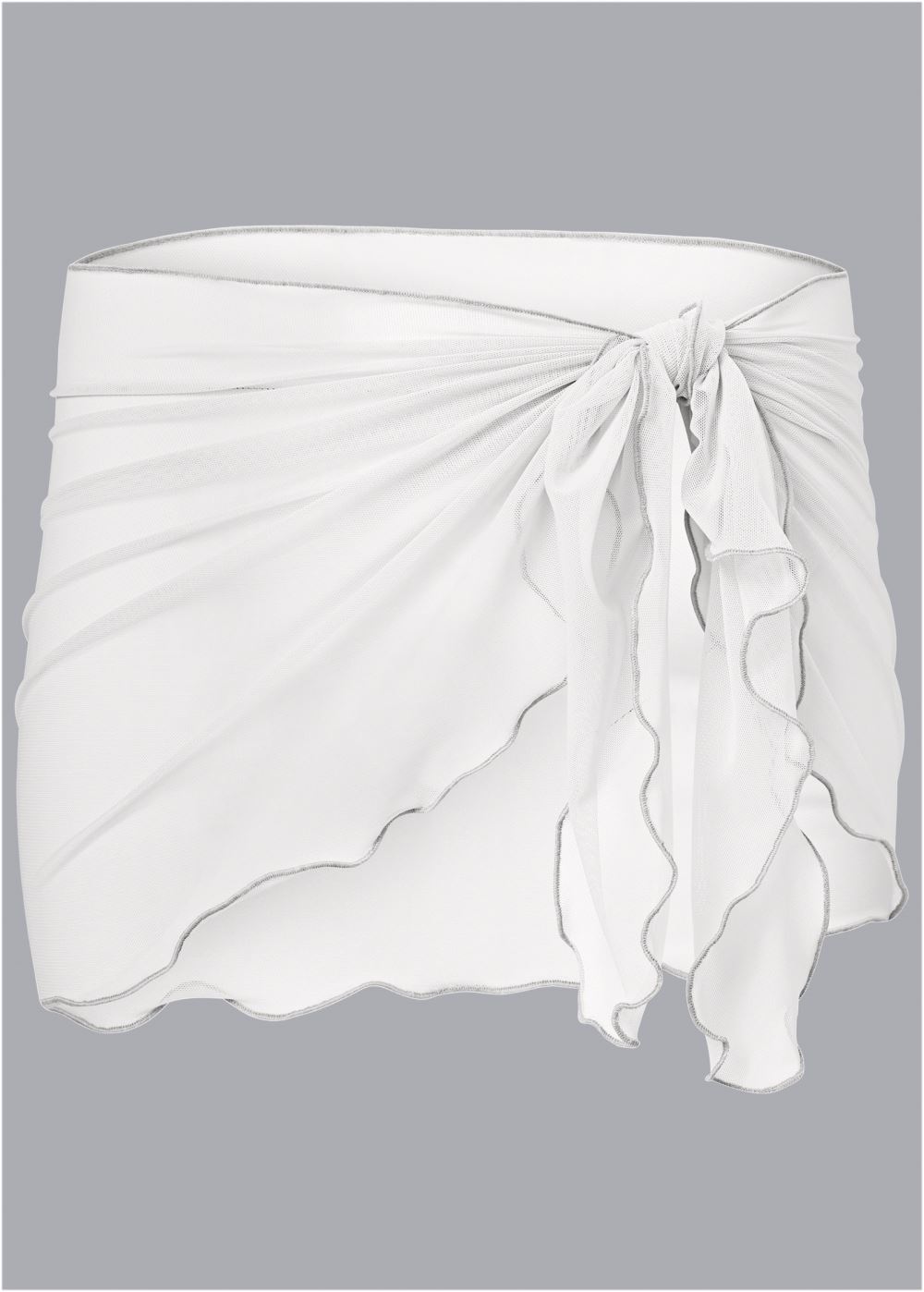 Venus Mesh Wrap Skirt in Pearl White