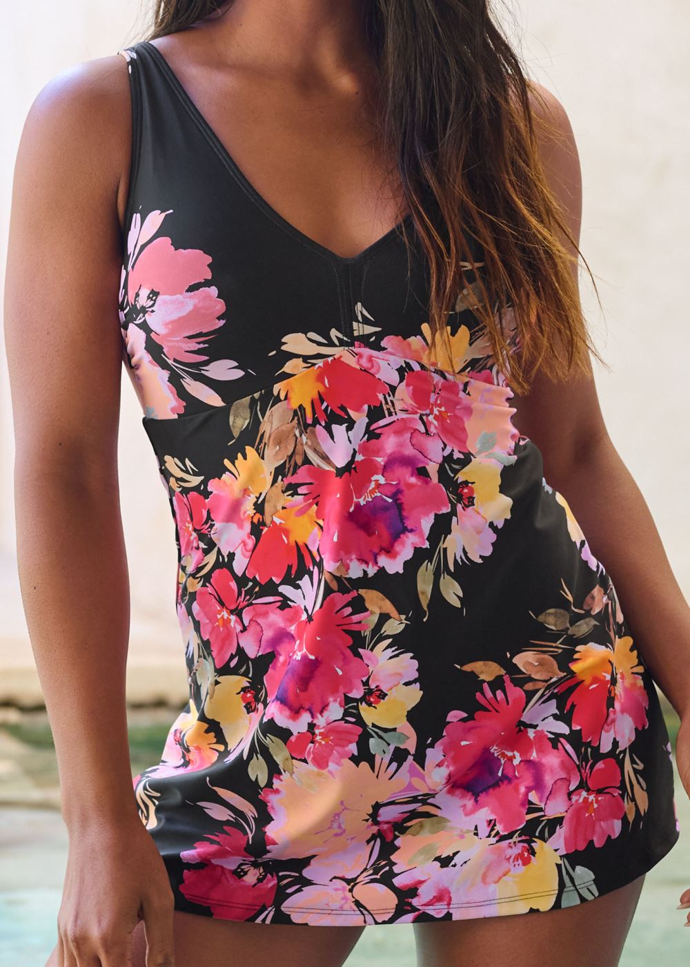 Venus Classic Swim Dress Swimsuit in Blushing Blooms