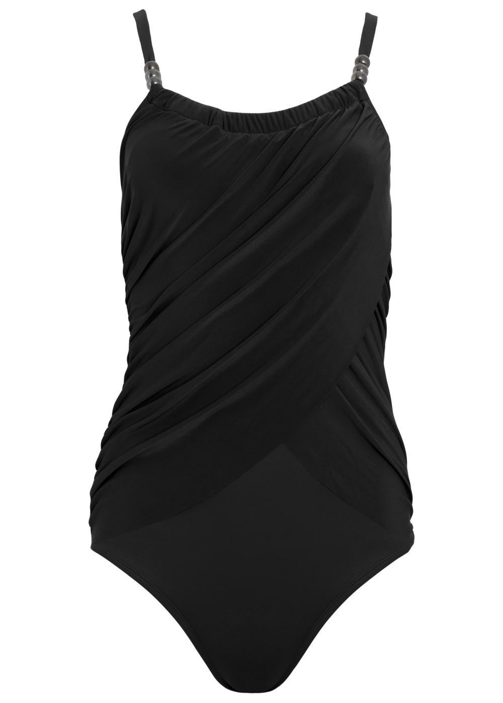 Venus Slimming Draped One-Piece Swimsuit in Black Beauty