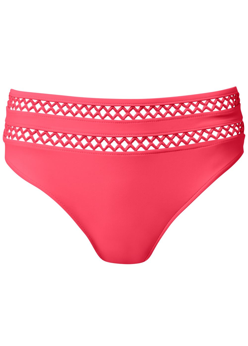 Venus Lattice Trim Mid-Rise Bottom Bikini - Sunset Pink