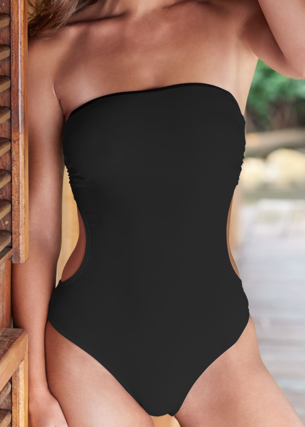 Venus Capri Strap Back Monokini Swimsuit in Black Beauty
