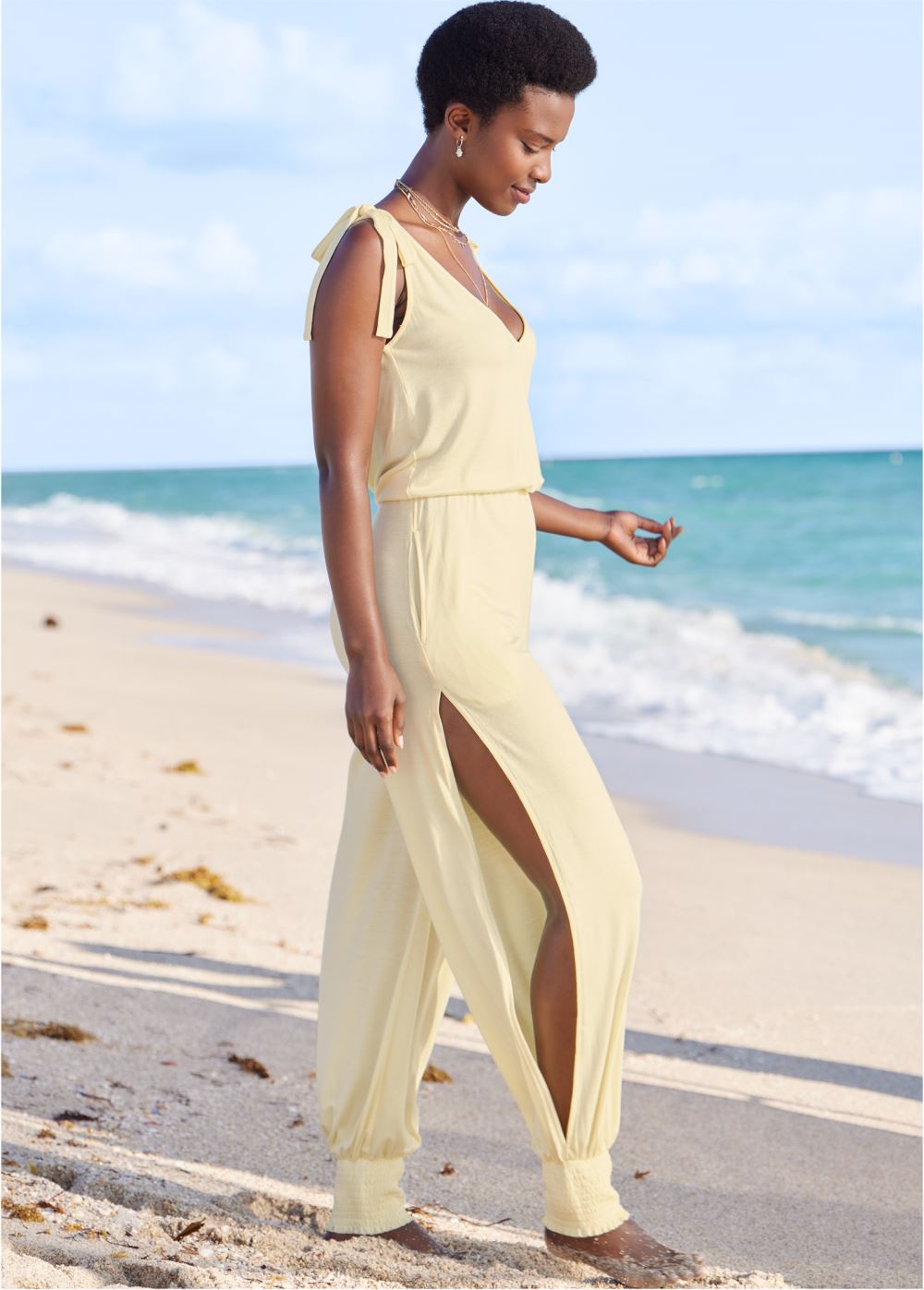 Venus Dive In Jumpsuit in Cream