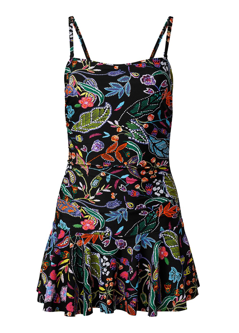 Venus Skirted Bandeau One-Piece Swimsuit in Midnight Elegance