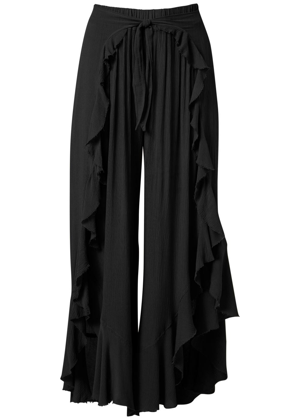 Venus Ruffled Flowy Cover-Up Pants in Black
