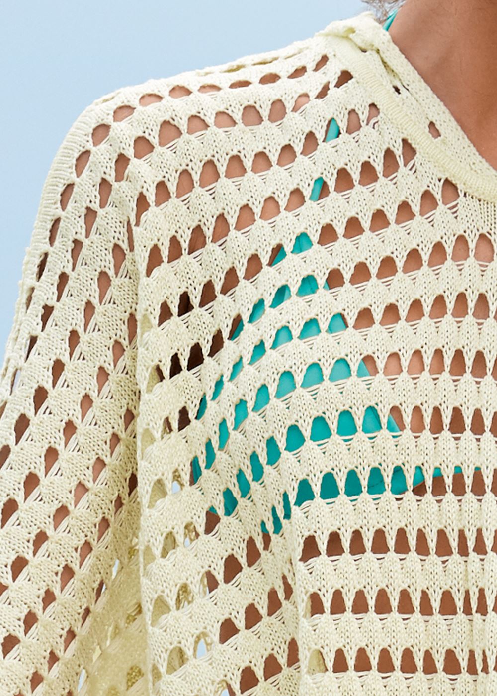 Venus Exotic Fringe Poncho Hoodie in Cream