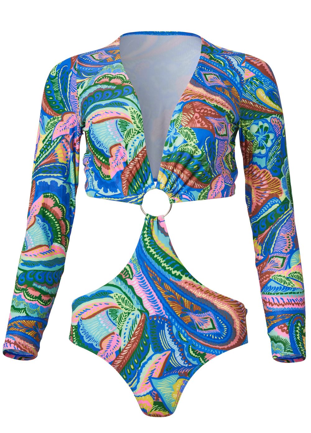 Venus Long Sleeve Monokini Swimsuit in Paisley Flash