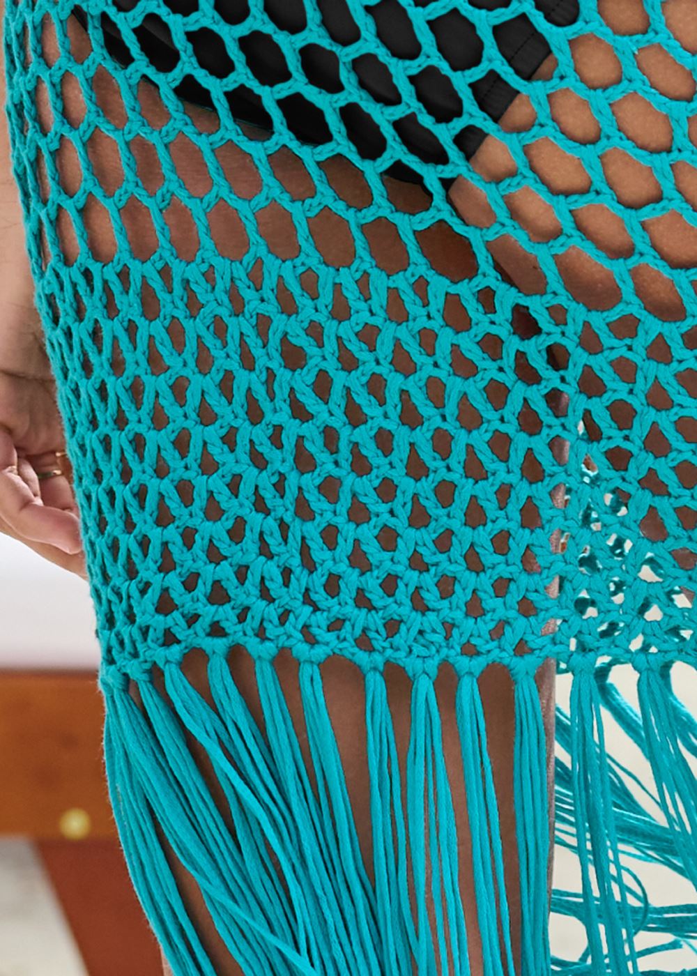 Venus Fringe Mini Skirt in Aqua Reef