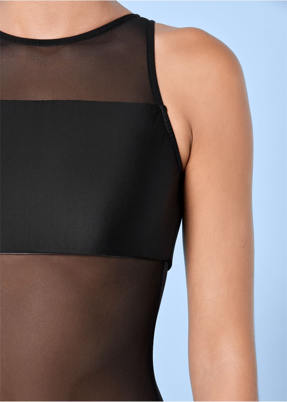 Venus Mesh Tank One-Piece Swimsuit in Black Beauty