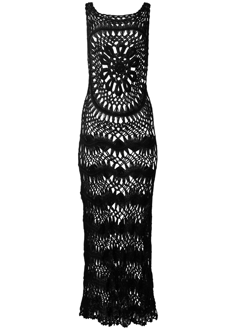 Venus Crochet Maxi Dress Cover-Up in Black