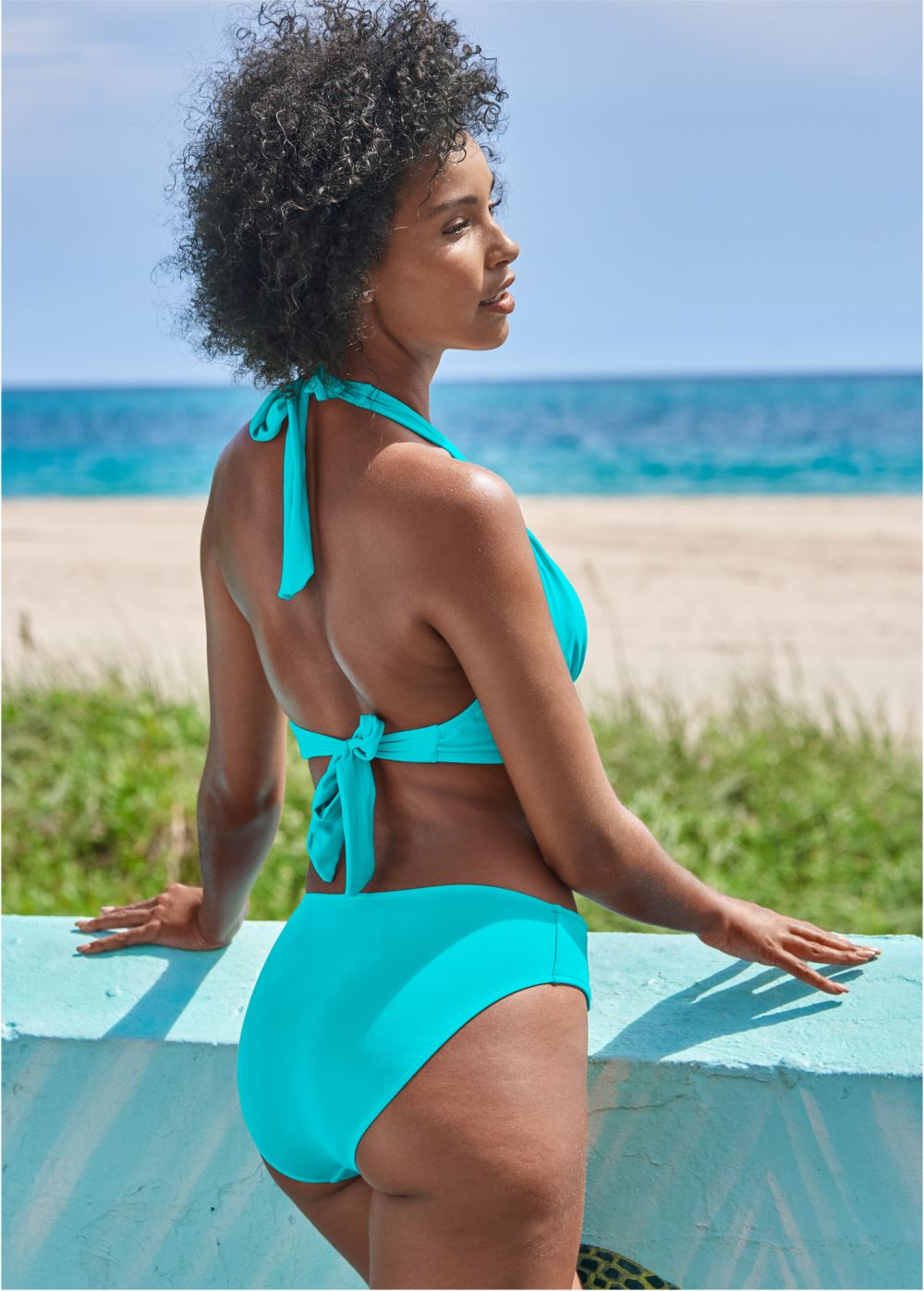 Venus Strappy Mid-Rise Bottom Bikini - Aqua Reef