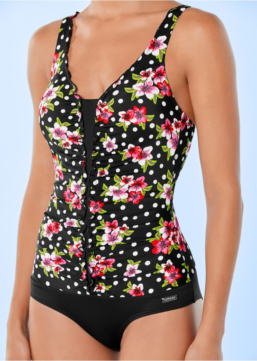 Venus Ruched One-Piece Swimsuit in Dot Floral