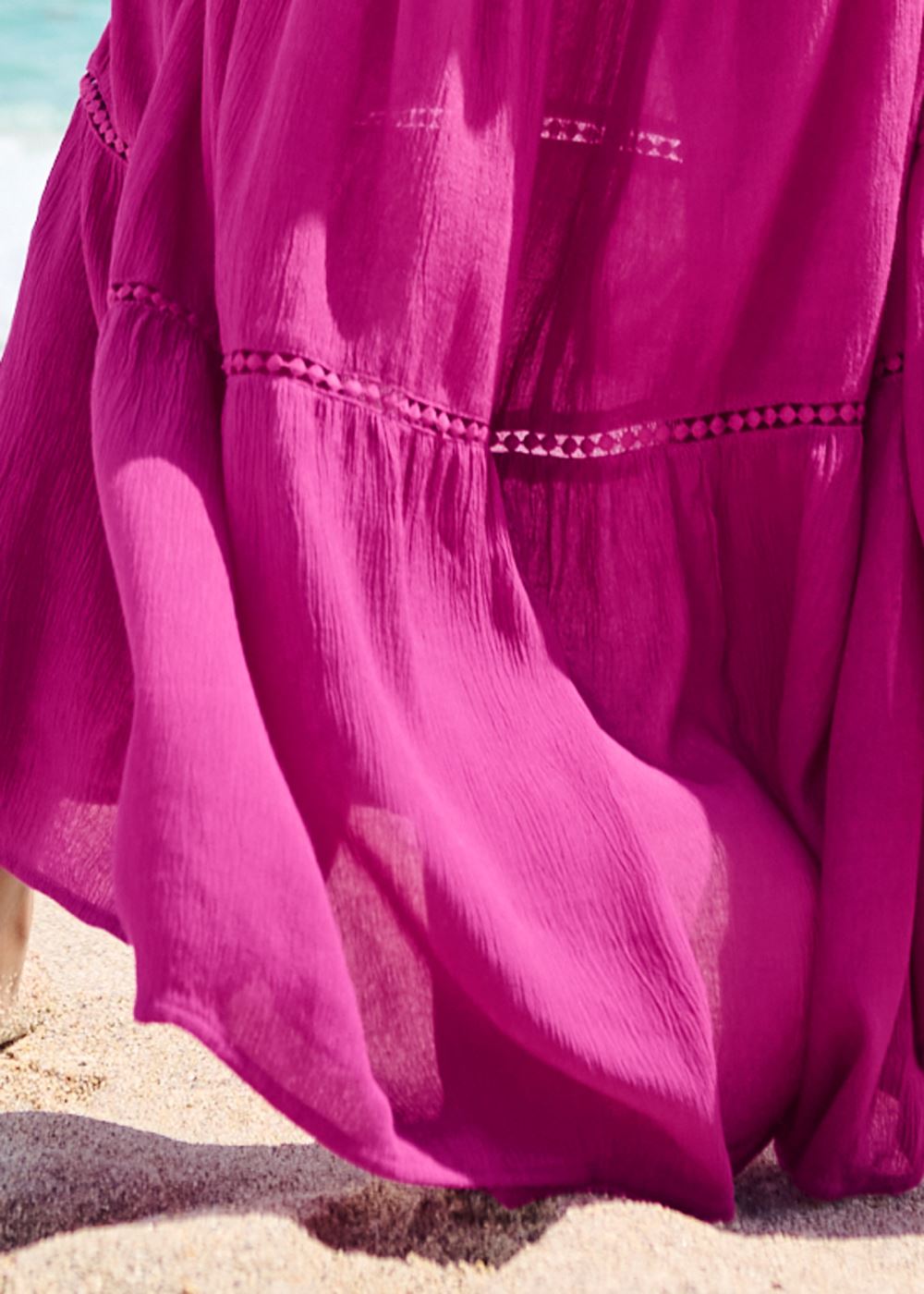Venus Eyelet Maxi Cover-Up Dress in Passion Fruit