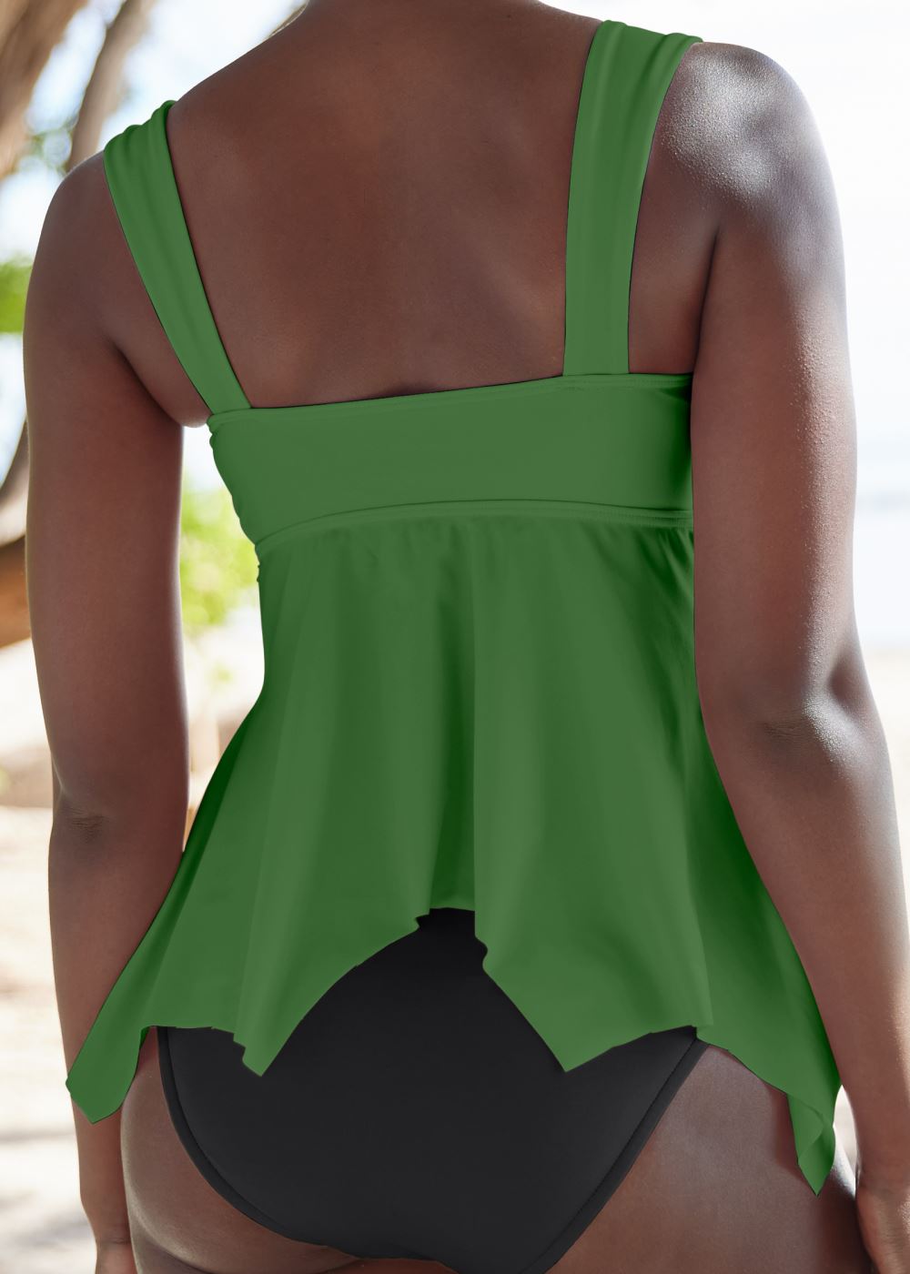Venus Sharkbite Hem Tankini Top Bikini - Everglades Green