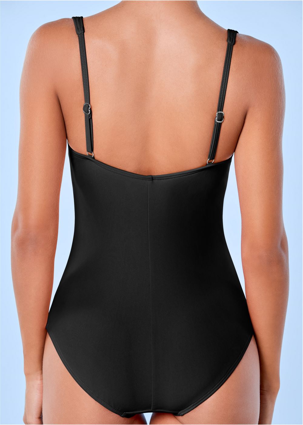 Venus Ruched Bra One-Piece Swimsuit in Black Stone